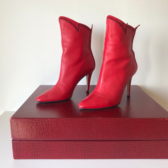 Tamara Mellon Red Ankle Boots - Picture 5 of 11